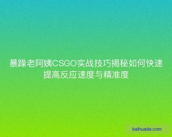 暴躁老阿姨CSGO实战技巧揭秘如何快速提高反应速度与精准度